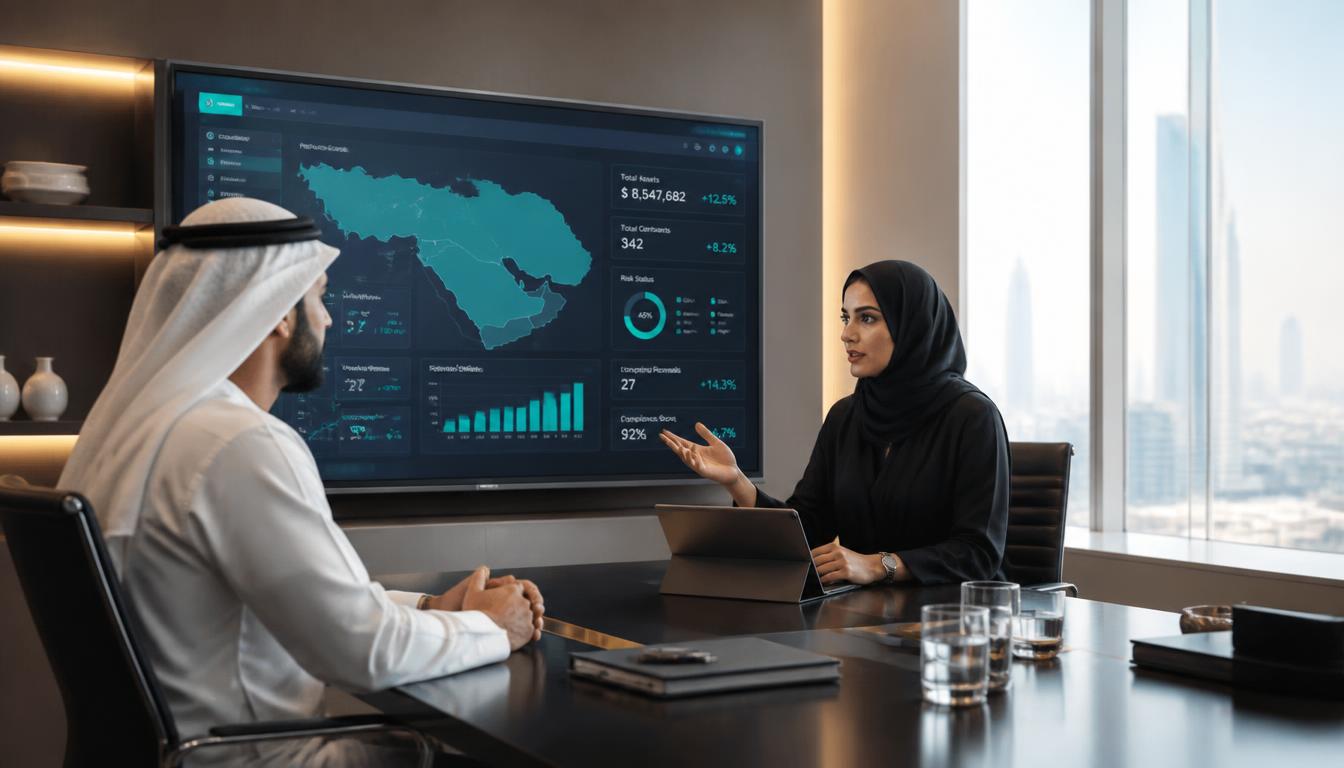 Tashweesh team reviewing a regional operations dashboard